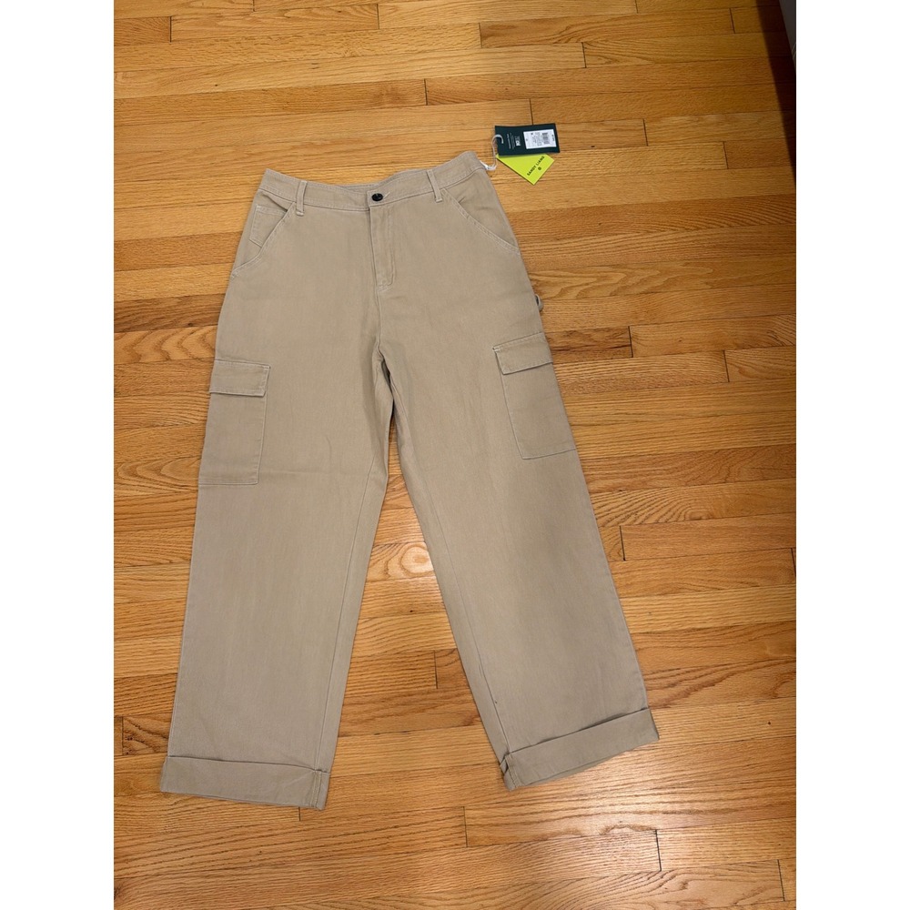 Sandy Liang Target Tan Khaki Cargo Pants Wide Leg Utility Trousers Size 10 NEW